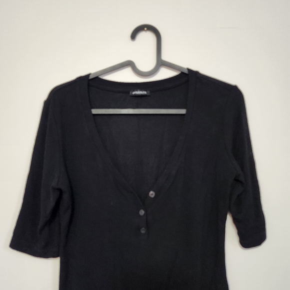 DYNAMITE | Black Ribbed Cropped Short Sleeve Top Medium - Picture 6 of 7